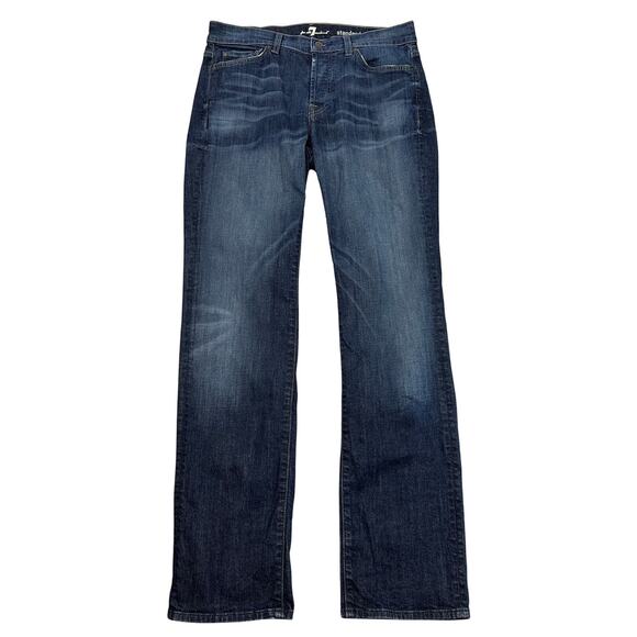 7 For All Mankind Jeans Mens 33 Standard Fit Denim Straight Relaxed Button Fly - Picture 1 of 11